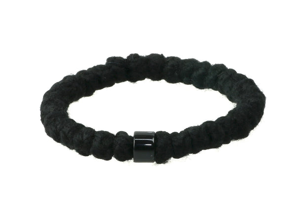 33 knots Wrist Prayer Rope with wool thread  and black bead