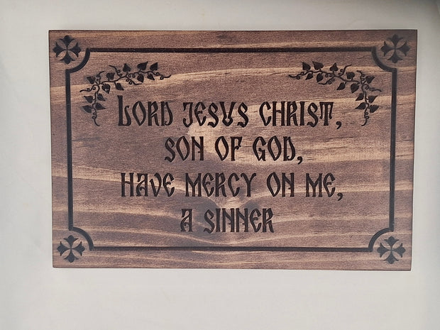 Plaque with the Jesus Prayer, carved on wood