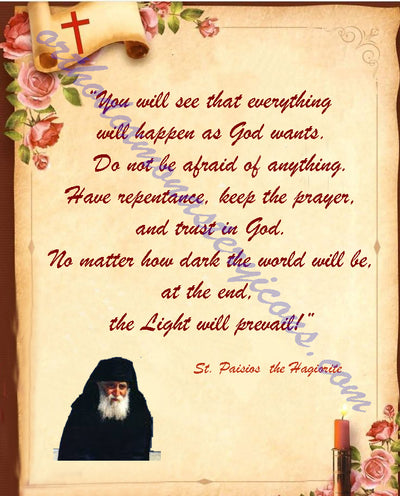Plaque with the wisdom of Holy Fathers (St. Paisios)