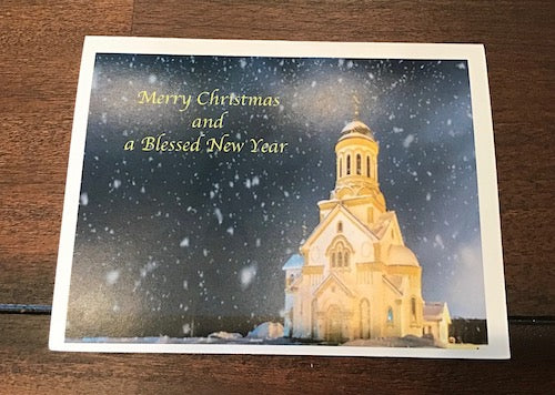 Folding Christmas Card with a Church- English or greek (2)