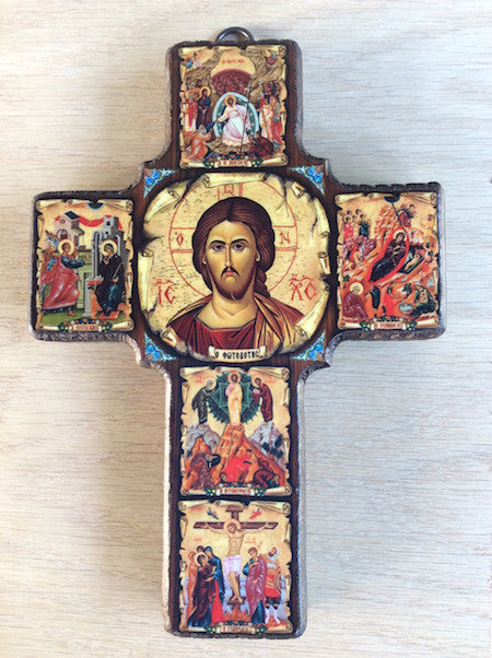 Hanging Cross with icons (432C)