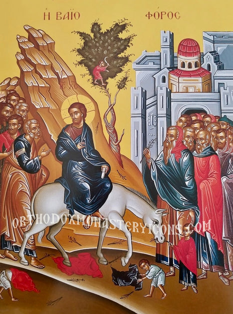 Greek orthodox icon of the Entry of Christ to Jerusalem icon (Palm ...